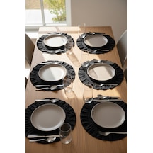 Yunusoğlu Home Pamuklu Fırfırlı Supla 6'lı Set Amerikan Servis 33 Cm Çap Supla 6'lı Siyah