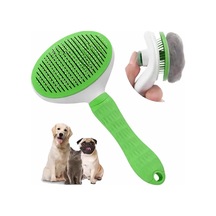 Madpet Yeşil Otomatik Temizlenen Tüy Toplama Tarağı Basmalı Mekanizmalı Kedi Köpek Tarağı Çelik İğne