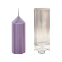 Poli Karbon Sert Plastik Mum Kalıbı Dik İnce Çizgili 14.7x5.4 Cm