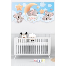 Sevimli Koalalar Çocuk Bebek Odası Duvar Sticker 100x50 Cm Mavi