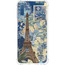 Samsung Galaxy A7 2018 Uyumlu Paris Ve Eyfel Kulesi Baskılı Silikon Kılıf Renkli