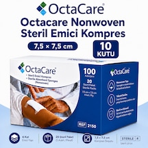 Octacare Nonwoven Steril Emici Kompres 7,5 7,5cm Kutulu 10 Kutu