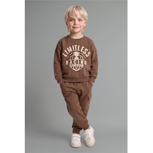 Defacto Erkek Bebek 2li Takım Baskılı Sweatshirt Eşofman Altı G5132a525wnbn589 Kahve-bn589