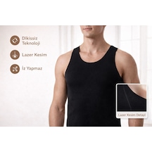 Qulat Berrak Erkek Lazer Kesim Görünmez Dikişsiz Atlet %85 Pamuk %15 Elastan Slim Fit İz Yapmaz Siyah