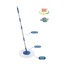 Flora Balerina Döner Başlıklı Mop Sap Seti F181, Saplı Başlıklı Mikrofiber Temizlik Paspası Mavi