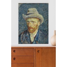 Gri Fötr Şapkalı Otoportre - Van Gogh Sanatsal Poster