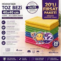 20'li Mikrofiber Temizlik Bezi Seti 40 40cm Karışık