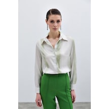 Sateen Desenli Klasik Gömlek - Çağla Yeşili-136007 Çağla Yeşili