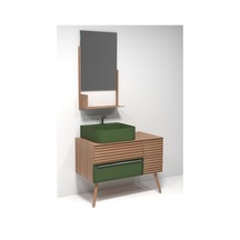 Zelena 100 Cm Banyo Dolabi - Yeşil / Meşe Çok Renkli