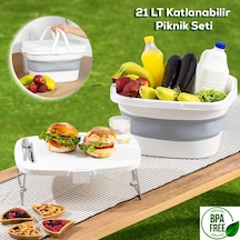 Porsima 07-1304 Katlanır Piknik Sepeti Masalı 21 L Beyaz