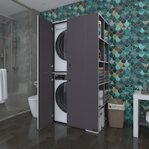 Kenzlife Çamaşır-Kurutma Makinesi Dolabı Kapaklı Fedyenka Gri 180*090*60 Banyo Arkalıksız Çok Renkli