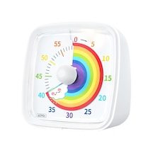 Yunbaoit Gece Işıklı Beyaz Renkli Timer Gökkuşağı Tasarımlı 60 Dakikalık Mekanik Mutfak Ve Çocuk Zamanlayıcı Çok Renkli