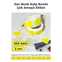 Sarı Renk Kalp Kesim Sticker Etiket 2cm - 500 Adet Sarı