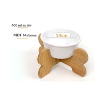 Ahşap Ayaklı, Seramik Kaseli Kedi-köpek Mama Ve Su Stantı-2 400 Ml./ 2 Li Takım