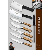 Hand Craft Pro Serisi Mutfak Bıçak Seti 8 Parça Mfp-452 Ahşap - Siyah