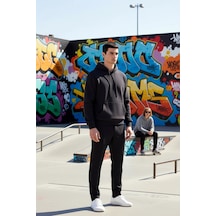 Benerly Erkek Kapüşonlu Standart Kol Regular Kalıp Sweatshirt Fonksiyonel siyah