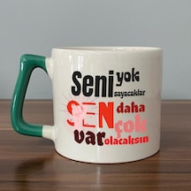 Seni Yok Sayacaklar Baskılı Kadınlar Günü Yeşil Kulplu D Kupa