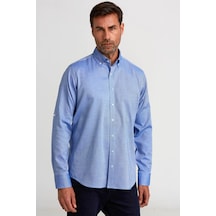 Bisse Regular Fit Paşa Yaka Düğmeli İndigo Erkek Gömlek Gmok3ps22400001 D66 İndigo