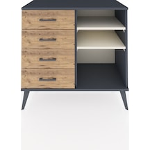 Hyperion Şifonyer 2 Raflı 4 Çekmeceli 88x44x80 Antrasit-aytaşı/çam Aytaşı/çam