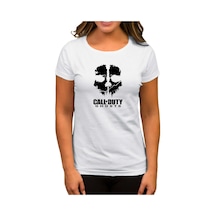 Call Of Duty Black Ghosts Beyaz Kadın Tişört Beyaz