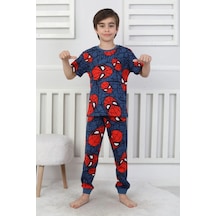 Isobel Kids İsob Lacivert Örümcek Adam Desenli %100 Pamuk Kısa Kollu Erkek Çocuk Pijama Takımı 3-13 Yaş 41323-41511-l Lacivert