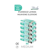 Lateks Pudrasız Muayene Eldiveni M-5 Paket 100'lü