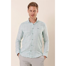 İmza Koyu Yeşil Uzun Kollu Kareli Cepsiz Klasik Slim Fit Dar Kesim Gömlek 1004230175-koyu Yeşil Koyu Yeşil