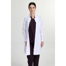 Başak Önlük Kadın Uzun Hakim Yaka Doktor Hemşire Öğretmen Önlüğü Beyaz Beyaz