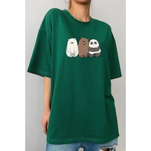 Flood Of Style Unisex Kafadar Ayılar Tasarım T-shirt Yeşil