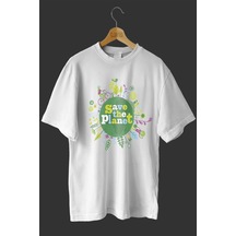 Noıssey -wed Şirin Dondurma Tasarım Baskılı Oversize T-shirt Tişört Beyaz