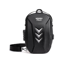 Newish Polo Erkek Şifreli Kilitli Su Geçirmez Sling Bag 404 Çapraz Omuz Ve Sırt Çantası - New404 Siyah