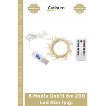 Özel Üretim Dekoratif Şerit Peri Aydınlatma Uzaktan Kumandalı 8 Modlu Usb'li 6m 200 Led Gün Işığı