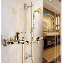 Banyo Altın Dore Duş Seti Özel Taşlı Yeni Model