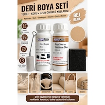 Bej Ayakkabı Mont Direksiyon Döşeme Çanta Kemer Deri Boyası + Sabitleme Cilası