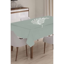 Yeşil Yapraklı Dokuma Leke Tutmaz Masa Örtüsü Mso033n11
