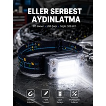 Kompakt Led Kafs Feneri Usb Şarjlı Manyetik 2 Işık Modlu 215 Lümen Yeni Nesil Siyah