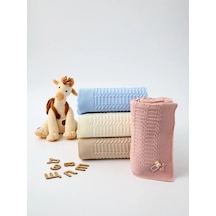 Mk Accessories Yenidoğan İçin Örgü Battaniye 100x100 Cm 269118676 Tozlu Pembe