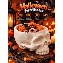 Halloween Cadılar Bayramı Dekoratif Kuru Kafa Şekerlik Kase