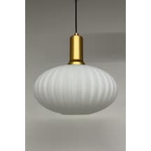 Elegant Cam Tekli Beyaz Avize Gold Fener Başlık Sarkıt Lamba Restoran Salon Aydınlatma Beyaz