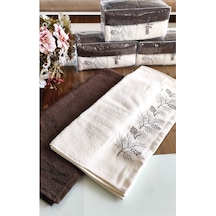 Nurpak Çeyizlik 2.li Set Lüks 50x90cm. %100 Pamuk El,yüz Havlusu Özel Hediyelik Ambalajda Kahve