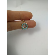 Turkuaz (Firuze) Taşlı Dümen Modeli  Kolye Altın