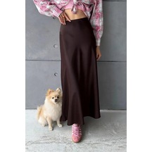 Lu&be Saten Uzun Maxi Etek 317240339 Çikolata
