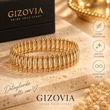 Gizovia Gold Renk Sıralı Oval Parçalı Zincir Kadın Bileklik Altın