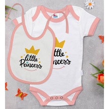 Bk Kids Little Princess Tasarımlı Pembe Bebek Body Zıbın Ve Mama