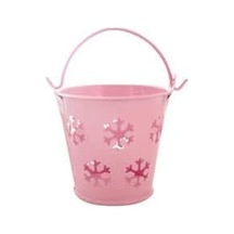 Benim Marifetlerim - Süs Amaçlı Kar Desenli Pembe Mini Metal Kova 1 Adet