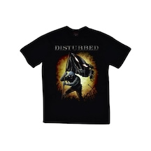Stoned&Fame Disturbed Baskılı Unisex %100 Pamuk Siyah T-shirt SIYAH Siyah