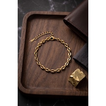 316l Çelik Gold Renk Rolo Zincir Model Erkek Bileklik Çr