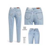 Miss Poem Kadın Açık Mavi Yüksek Bel Arka Cep Taş Detaylı Mom Fit Jean Pantolon A.mavi