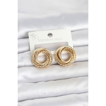 316l Çelik Gold Renk Halka Model Asorti Kadın Küpe Tj-bkp11859 Altın - Çok Renkli