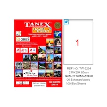 Tanex Laser Etiket 100 Yp 210X294.86 Laser-Copy-Inkjet  Tw-2294